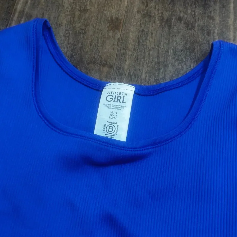 Athleta Girl Rise Above Rib Crop Tee Sz XL (14)